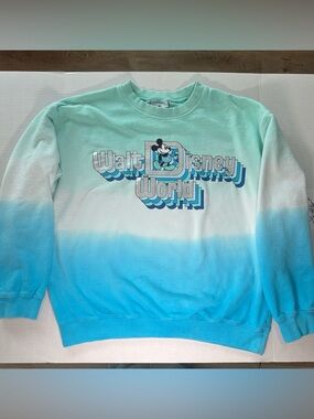 Walt Disney World Blue Ombré Pullover Crewneck Sweatshirt Disney Adult